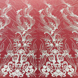 Beaded Lace Fabric on Polyester Net Mesh