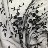 Beaded Lace Fabric on Polyester Net Mesh