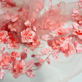 1 Yard - 3D Floral Lace Fabric Embroidered on 100% Polyester Soft Tulle Net Mesh