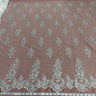 1 Yard Beaded Corded Bridal Lace Fabric Embroidered on Polyester Net Mesh 52 Inch Width