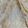 1 Yard Opulent Beaded and Corded Bridal Lace Fabric Embroidered on 100% Polyester Net Mesh White