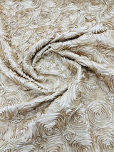 Rosette 3D Satin Polyester Fabric - 3D Rosette Design, 54" Width (1 Yard)