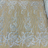 Beaded Sequined Lace Fabric Ivory Silver