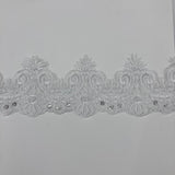 Beaded Corded Lace Trim 4" Polyester Net Mesh