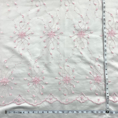 Beaded Lace Fabric on Polyester Net Mesh