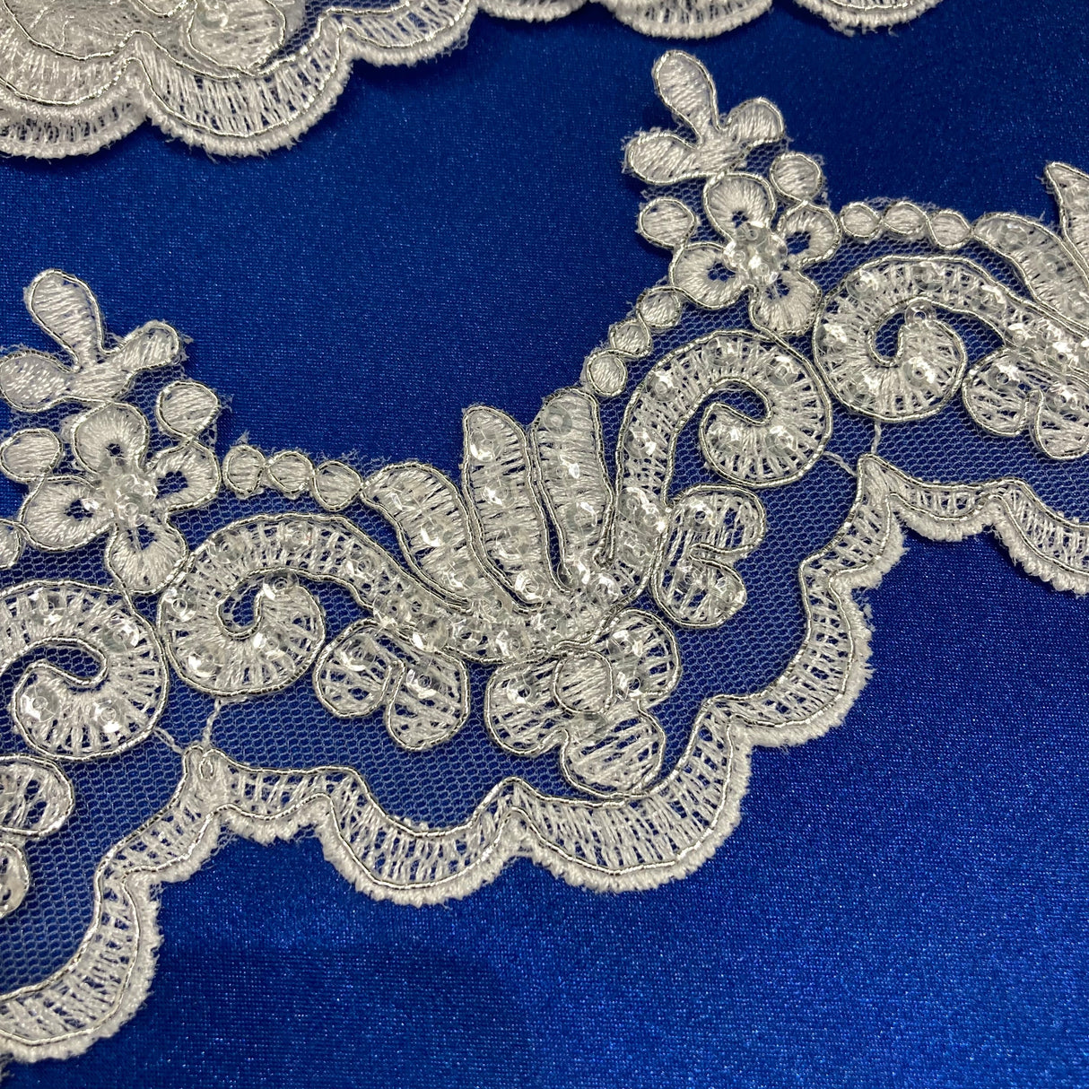 Beaded Corded Lace Trim 3" Polyester Net Mesh