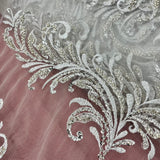 Beaded Lace Fabric on Polyester Net Mesh