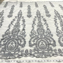 Beaded Lace Fabric on Polyester Net Mesh 54"