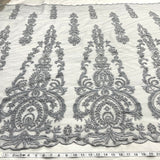 Beaded Lace Fabric on Polyester Net Mesh 54"
