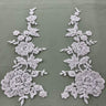Beaded Corded Floral Lace Applique 100% Polyester Net Mesh