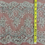Beaded Corded Bridal Lace Mesh