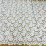 Corded Bridal Lace Fabric Embroidered On 100 Percent Polyester Net Mesh - White, Red, Black, 49" Width (1 Yard)