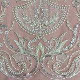 Beaded Lace Fabric on Polyester Net Mesh