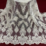 1 Yard Beaded & Corded Lace Fabric Embroidered on 100% Polyester Net Mesh