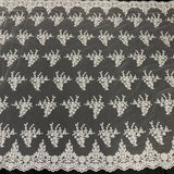 1 Yard Beaded Corded Bridal Lace Fabric Embroidered 100 Percent Polyester Net Mesh 56 inch Width