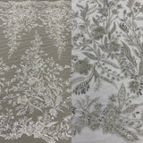 1 Yard Beaded Lace Fabric Embroidered on 100% Polyester Net Mesh