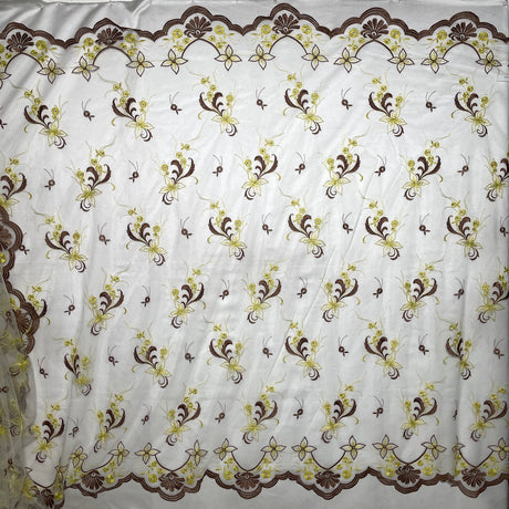 1 Yard Beaded Lace Fabric Embroidered on 100% Polyester Net Mesh 51" Wide
