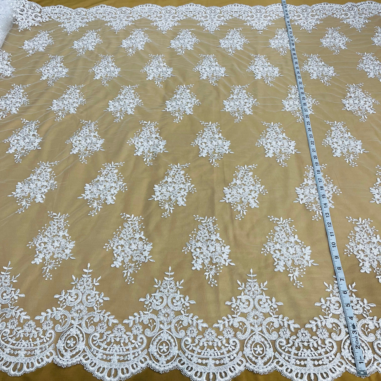 Polyester Corded Bridal Lace Fabric 56"