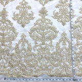 Embroidered Corded Bridal Lace Gold