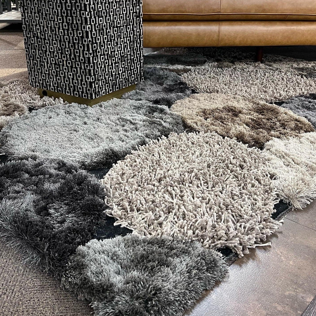 Stone Soft Plush Design Shag Polyester Fabric - Shag Area Rug, Gray Beige, 7'6" X 10'3" (1 Piece)