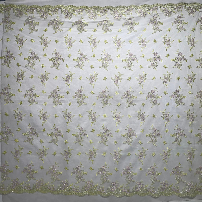 Corded Bridal Lace Fabric 100% Polyester Net Mesh