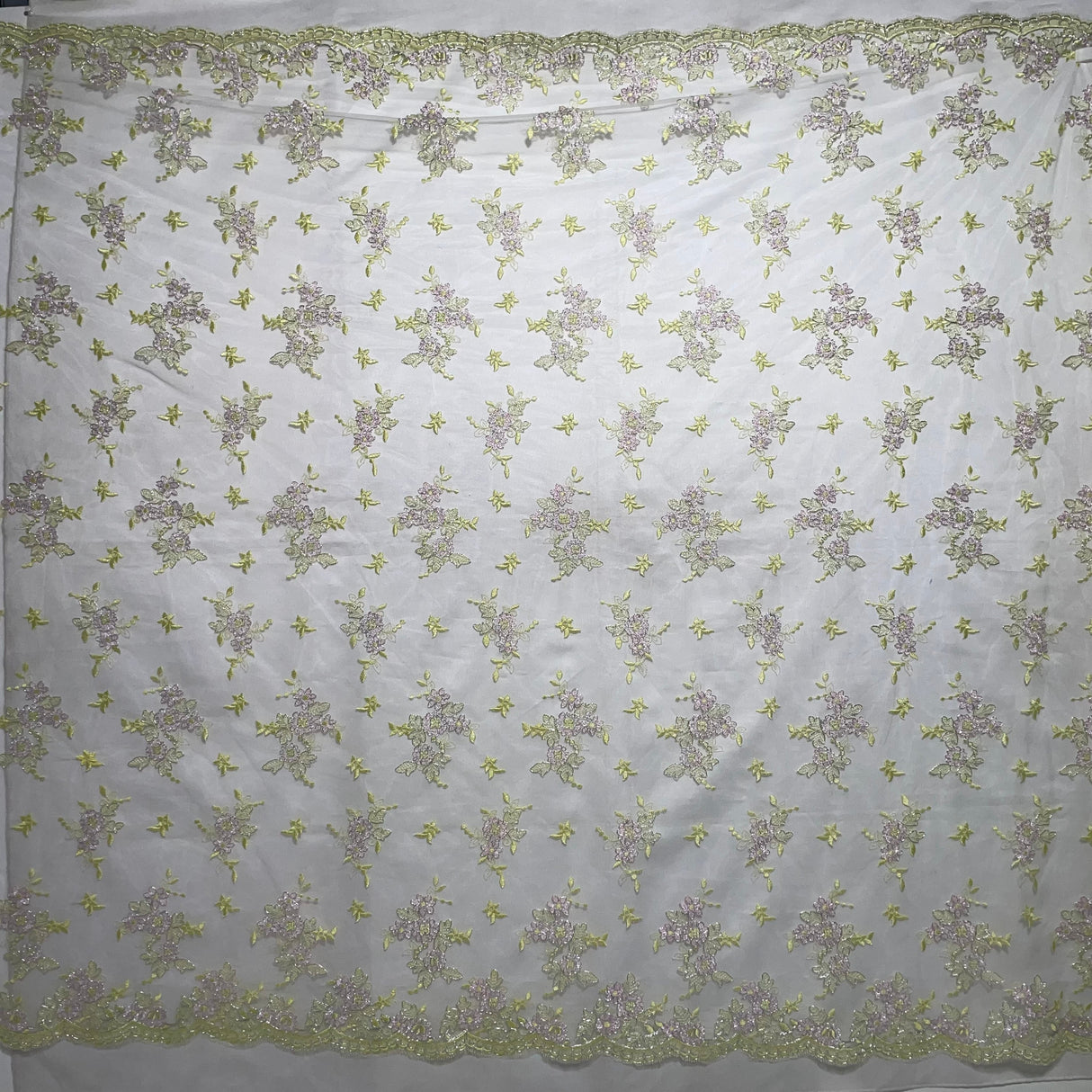 Corded Bridal Lace Fabric 100% Polyester Net Mesh