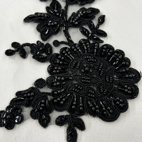 Beaded Corded Floral Lace Applique