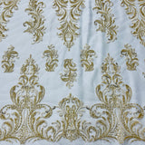 1 Yard Beaded Lace Fabric Embroidered on 100% Polyester Net Mesh