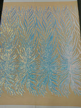 Phoenix Sequin Feather Polyester Fabric - Iridescent Flame Design, 54" Width (1 Yard)
