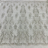 1 Yard Beaded Lace Fabric Embroidered on 100% Polyester Net Mesh | Lace USA - GD-13276 - Ivory