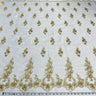 1 Yard Beaded Corded Bridal Lace Fabric Embroidered on Polyester Net Mesh 52 Inch Width