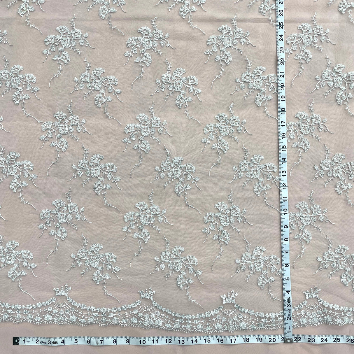 Beaded Sequined Lace Fabric on Polyester Net Mesh