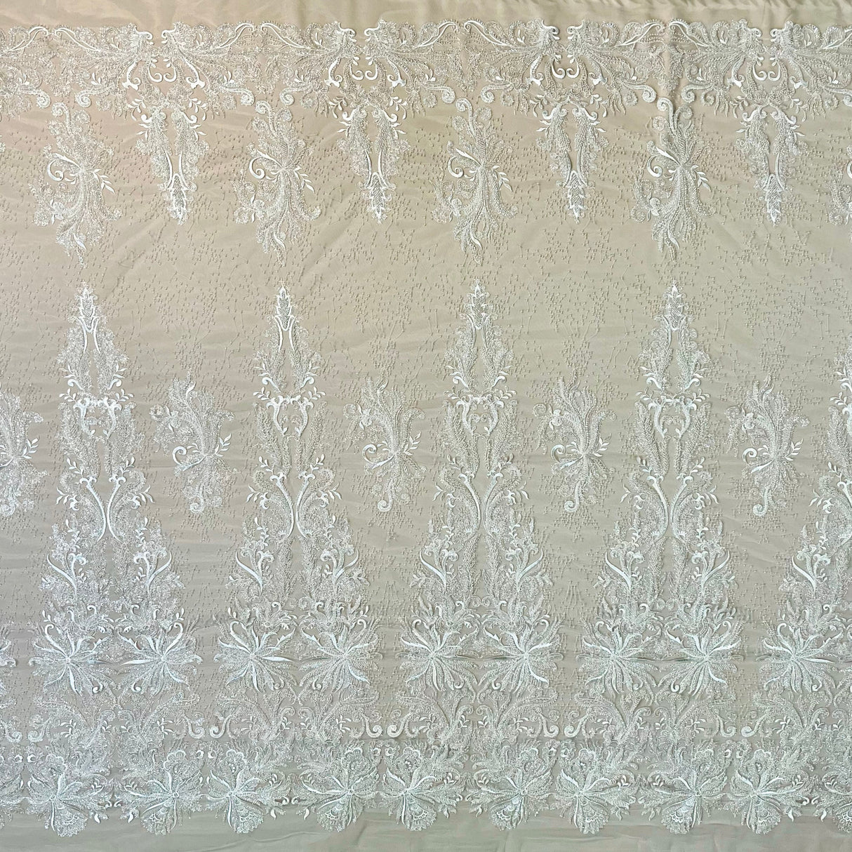 Beaded Embroidered Lace Fabric