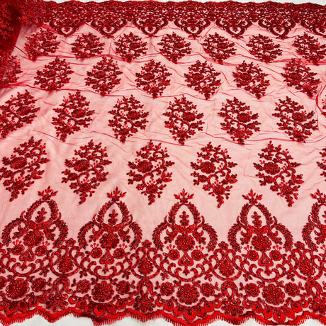 Beaded Corded Bridal Lace Fabric 53" Wide