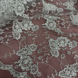 Beaded Corded Lace Fabric 100% Polyester Net Mesh 52"