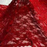 Beaded Corded Floral Lace Fabric