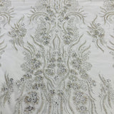 1 Yard Beaded Lace Fabric Embroidered on 100% Polyester Net Mesh | Lace USA - GD-13276 - Ivory