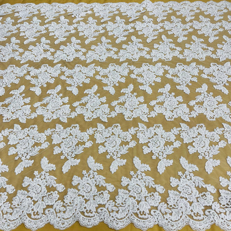 Beaded Corded Bridal Lace Fabric 51" Wide