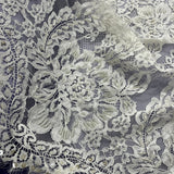 3 Yards Beaded Chantilly Embroidered Lace Fabric with Eyelash Scallop 56" Wide Ivory