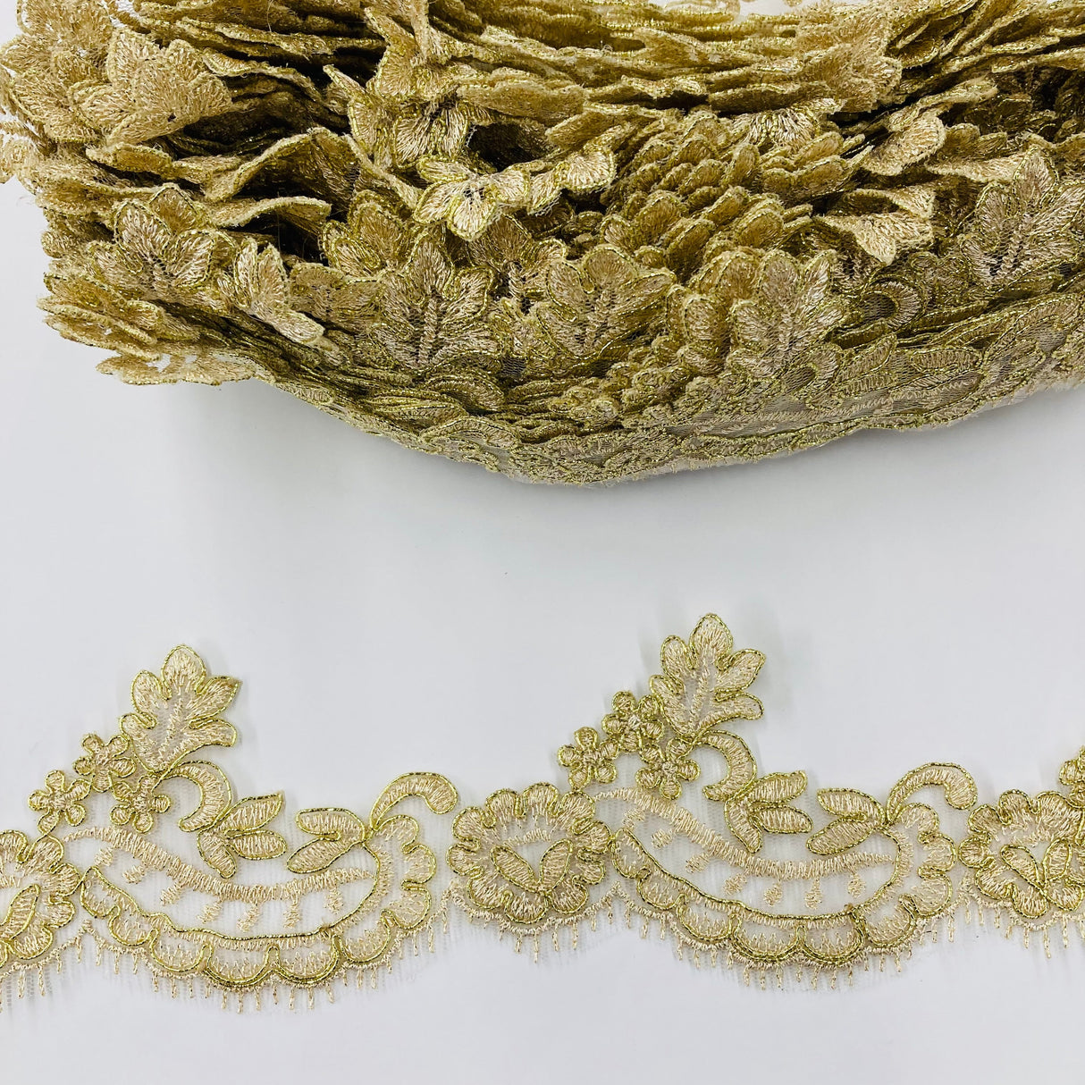 Corded Lace Trim Embroidered Net Mesh
