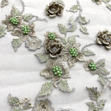 Beaded 3D Floral Lace Fabric