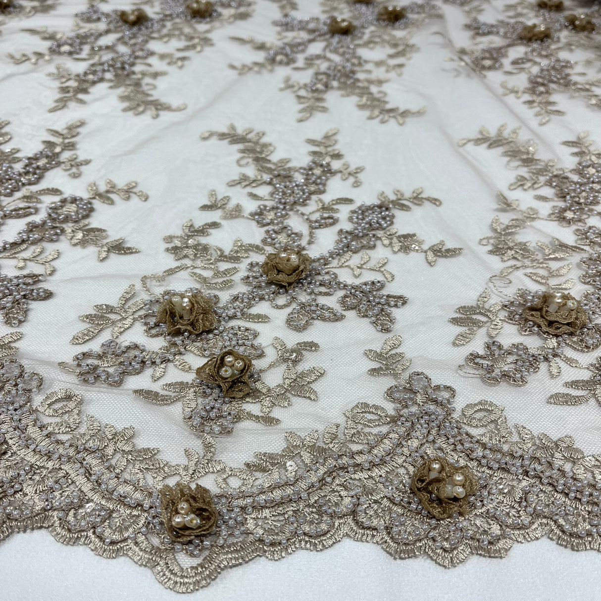 Beaded 3D Floral Lace Trim