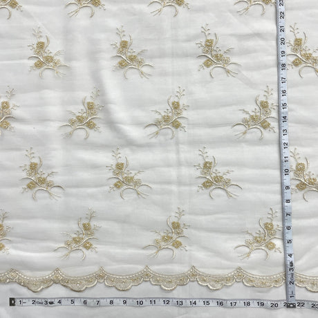 Beaded Lace Fabric Antique Gold