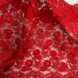 Corded Bridal Lace Fabric Embroidered On 100 Percent Polyester Net Mesh - White, Red, Black, 49" Width (1 Yard)