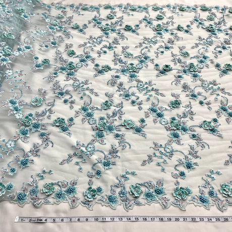 Beaded 3D Floral Lace Fabric 54" Wide