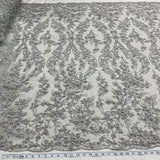 1 Yard Silver Beaded Embroidered Lace Fabric – 54"