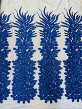 New Vegas Heavy Beaded Feather Design Embroidery Mesh Fabric - Beaded Feather Design, 11" Width, 50" Length (1 Panel)