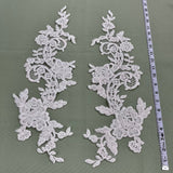 Beaded Corded Floral Lace Applique 20" x 5.5"