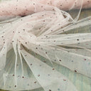 1 Yard High-Quality Glitter Mesh Fabric with Scattered Rhinestones 60" Wide