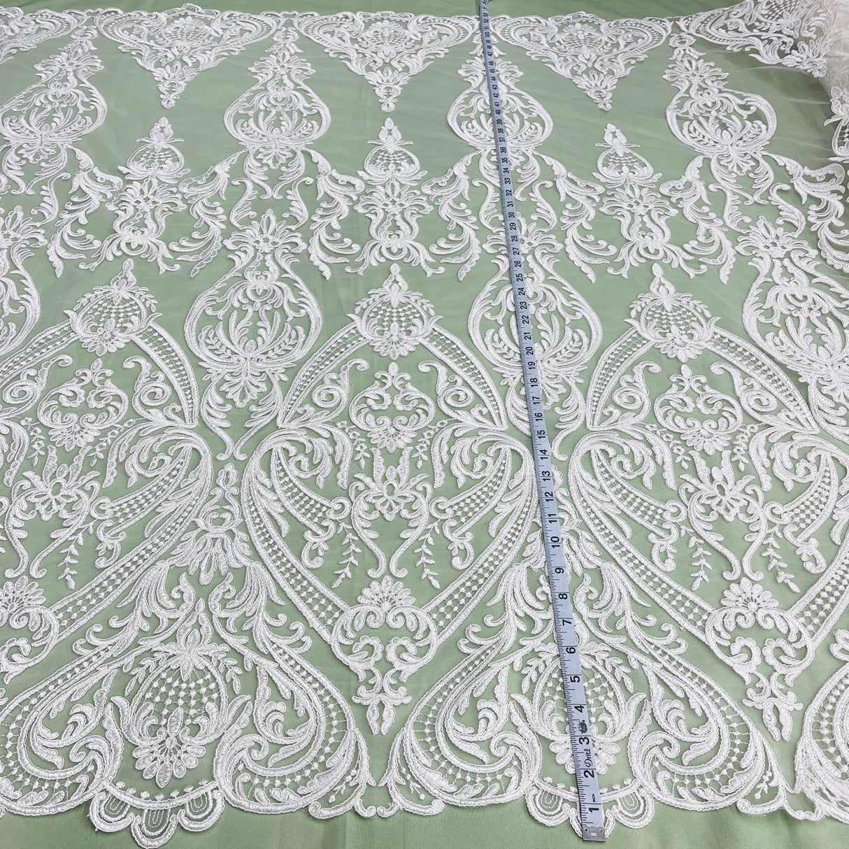 Bridal Lace Fabric Corded Embroidered 54" White Ivory Gold Silver